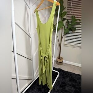 Fashion Nova Lime Green Midi Dress with Front Knot